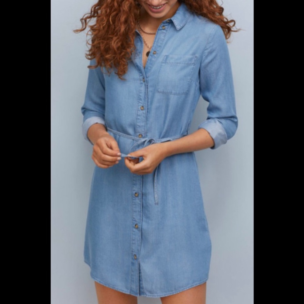 H&M denim shirt shift dress 4 Small